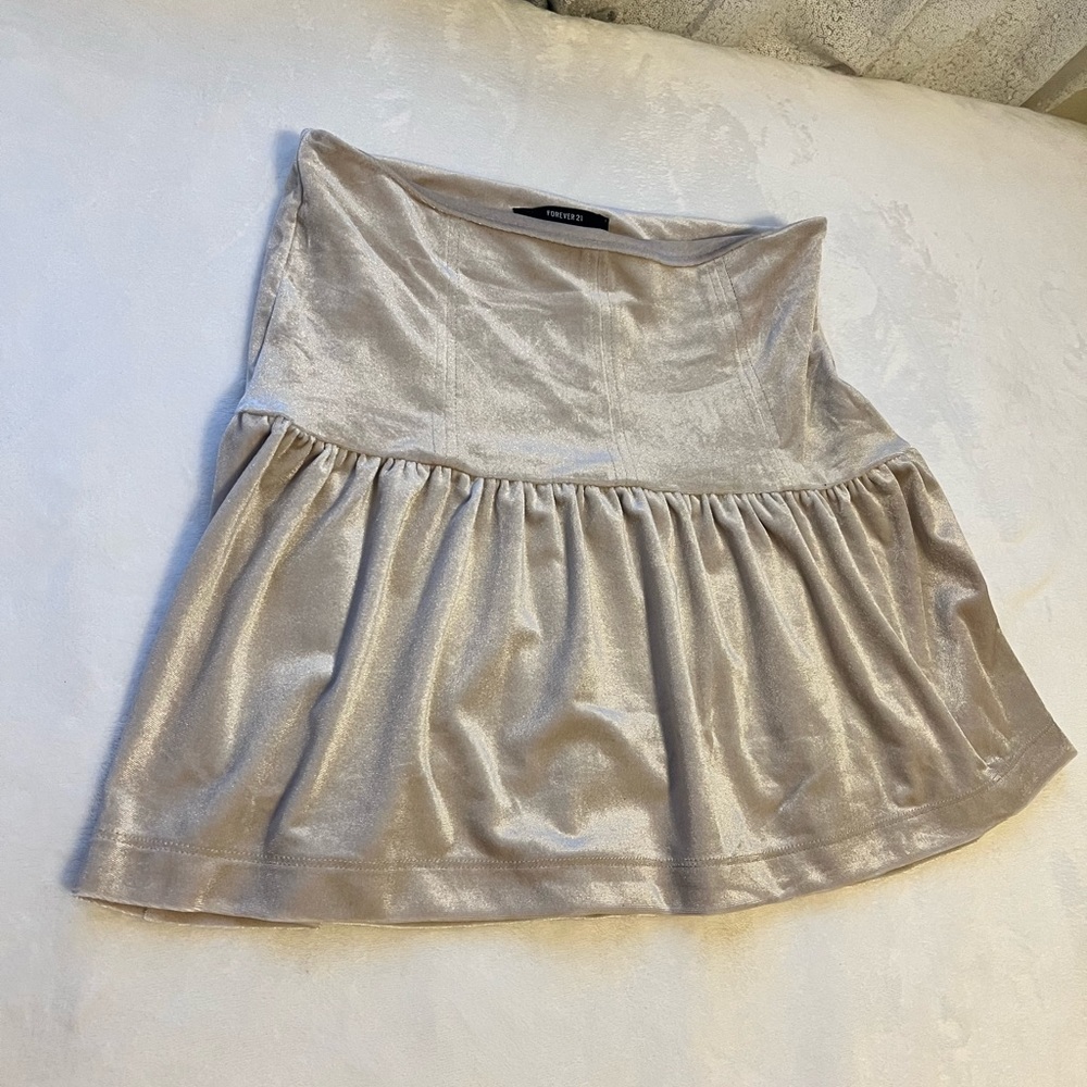 NEW Soft Velour Nude Ivory Tan Mini Skirt